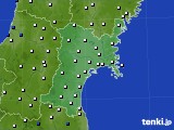 宮城県のアメダス実況(風向・風速)(2020年08月09日)