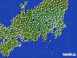 関東・甲信地方のアメダス実況(風向・風速)(2020年08月12日)