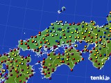 中国地方のアメダス実況(日照時間)(2020年08月13日)