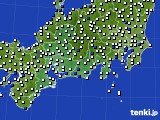 2020年08月14日の東海地方のアメダス(風向・風速)