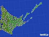 道東のアメダス実況(風向・風速)(2020年08月17日)