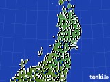 2020年08月18日の東北地方のアメダス(風向・風速)