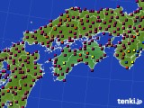 四国地方のアメダス実況(日照時間)(2020年08月19日)