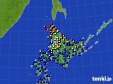 北海道地方のアメダス実況(日照時間)(2020年08月21日)