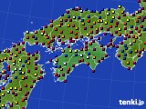 四国地方のアメダス実況(日照時間)(2020年08月21日)