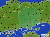 岡山県のアメダス実況(気温)(2020年08月22日)