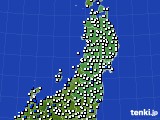 2020年08月22日の東北地方のアメダス(風向・風速)