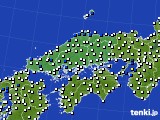 中国地方のアメダス実況(風向・風速)(2020年08月22日)