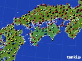 四国地方のアメダス実況(日照時間)(2020年08月25日)