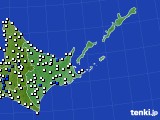 道東のアメダス実況(風向・風速)(2020年08月25日)