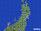 2020年08月30日の東北地方のアメダス(風向・風速)