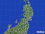 2020年09月01日の東北地方のアメダス(風向・風速)