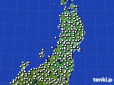 2020年09月09日の東北地方のアメダス(風向・風速)