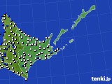 2020年09月09日の道東のアメダス(風向・風速)