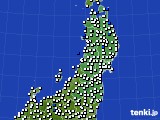 2020年09月15日の東北地方のアメダス(風向・風速)