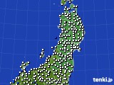 2020年10月01日の東北地方のアメダス(風向・風速)