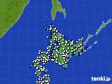 北海道地方のアメダス実況(風向・風速)(2020年10月03日)