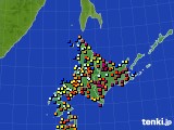 北海道地方のアメダス実況(日照時間)(2020年10月05日)