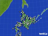 北海道地方のアメダス実況(風向・風速)(2020年10月05日)