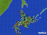 北海道地方のアメダス実況(日照時間)(2020年10月08日)