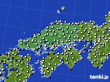 中国地方のアメダス実況(風向・風速)(2020年10月08日)