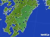 2020年10月08日の宮崎県のアメダス(風向・風速)