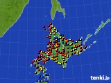 2020年10月09日の北海道地方のアメダス(日照時間)