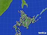 北海道地方のアメダス実況(風向・風速)(2020年10月12日)