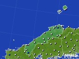 2020年10月12日の島根県のアメダス(風向・風速)