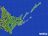 2020年10月13日の道東のアメダス(風向・風速)