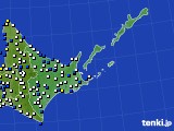 道東のアメダス実況(風向・風速)(2020年10月14日)