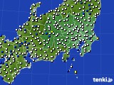 2020年10月15日の関東・甲信地方のアメダス(風向・風速)