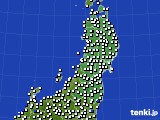 2020年10月16日の東北地方のアメダス(風向・風速)