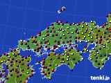2020年10月18日の中国地方のアメダス(日照時間)