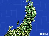 2020年10月18日の東北地方のアメダス(気温)