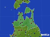 青森県のアメダス実況(日照時間)(2020年10月19日)