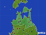 青森県のアメダス実況(日照時間)(2020年10月19日)