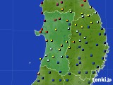 秋田県のアメダス実況(日照時間)(2020年10月19日)