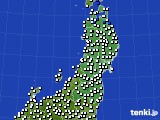 東北地方のアメダス実況(風向・風速)(2020年10月19日)