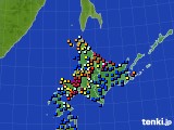 北海道地方のアメダス実況(日照時間)(2020年10月22日)