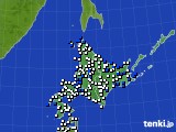 北海道地方のアメダス実況(風向・風速)(2020年10月22日)