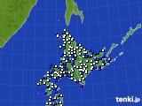 北海道地方のアメダス実況(風向・風速)(2020年10月23日)