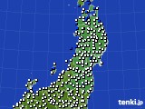 東北地方のアメダス実況(風向・風速)(2020年10月23日)