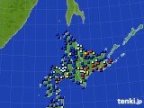 2020年10月25日の北海道地方のアメダス(日照時間)