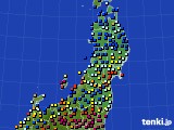 東北地方のアメダス実況(日照時間)(2020年10月25日)