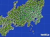 関東・甲信地方のアメダス実況(風向・風速)(2020年10月25日)