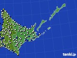 道東のアメダス実況(風向・風速)(2020年10月25日)