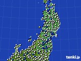 2020年10月29日の東北地方のアメダス(風向・風速)