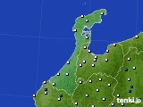 2020年10月29日の石川県のアメダス(風向・風速)
