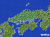 中国地方のアメダス実況(風向・風速)(2020年12月08日)